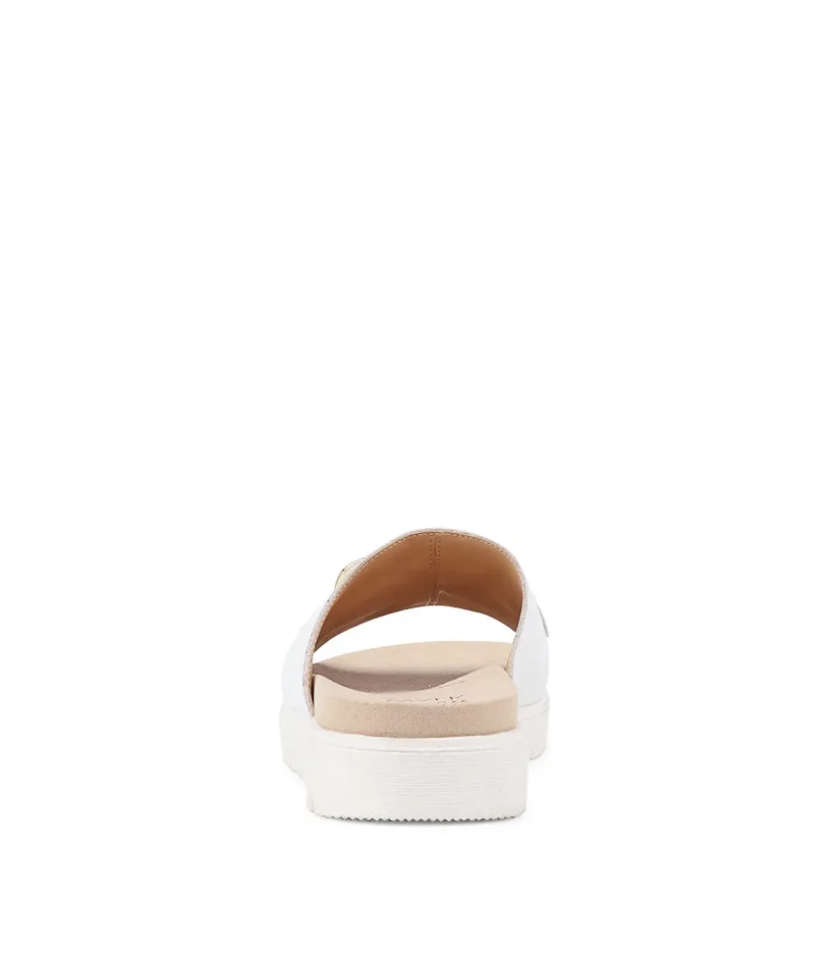 Narry Xw White Leather Slides