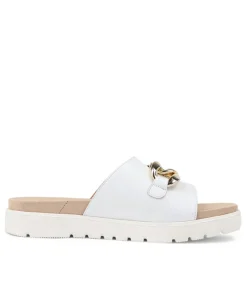 Narry Xw White Leather Slides