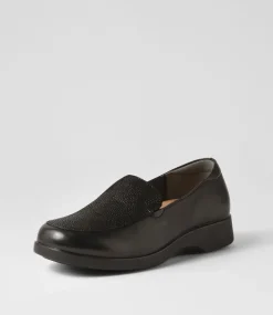 Nature2 Black Lizard Leather Suede Loafers