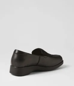 Nature2 Black Lizard Leather Suede Loafers
