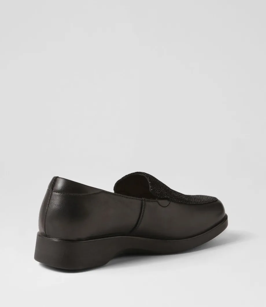 Nature2 Black Lizard Leather Suede Loafers