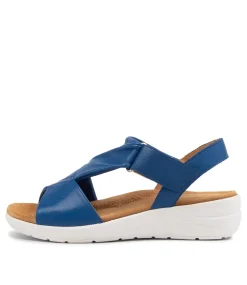 Nazly Xw Cobalt Leather Sandals