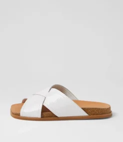 Nedal White Patent Leather Slides
