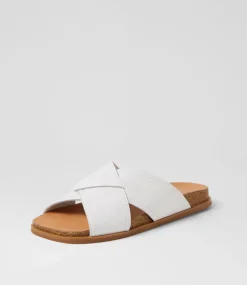Nedal White Patent Leather Slides