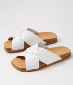 Nedal White Patent Leather Slides