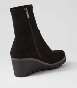 Nibal Black Stretch Microsuede Ankle Boots