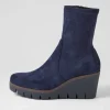 Nibal Navy Stretch Microsuede Ankle Boots