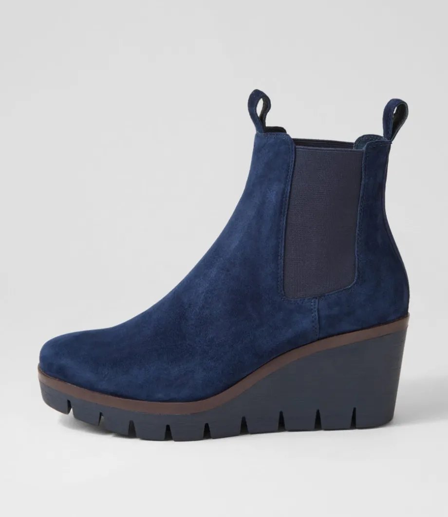 Niddle Navy Suede Ankle Boots