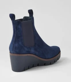 Niddle Navy Suede Ankle Boots