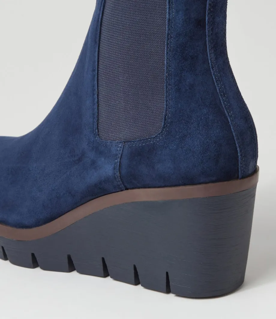 Niddle Navy Suede Ankle Boots