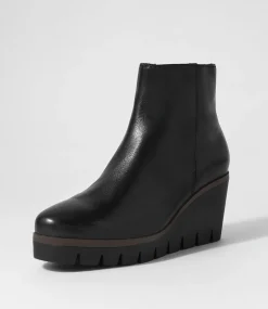 Nish Black Leather Ankle Boots