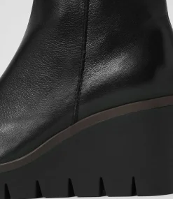 Nish Black Leather Ankle Boots