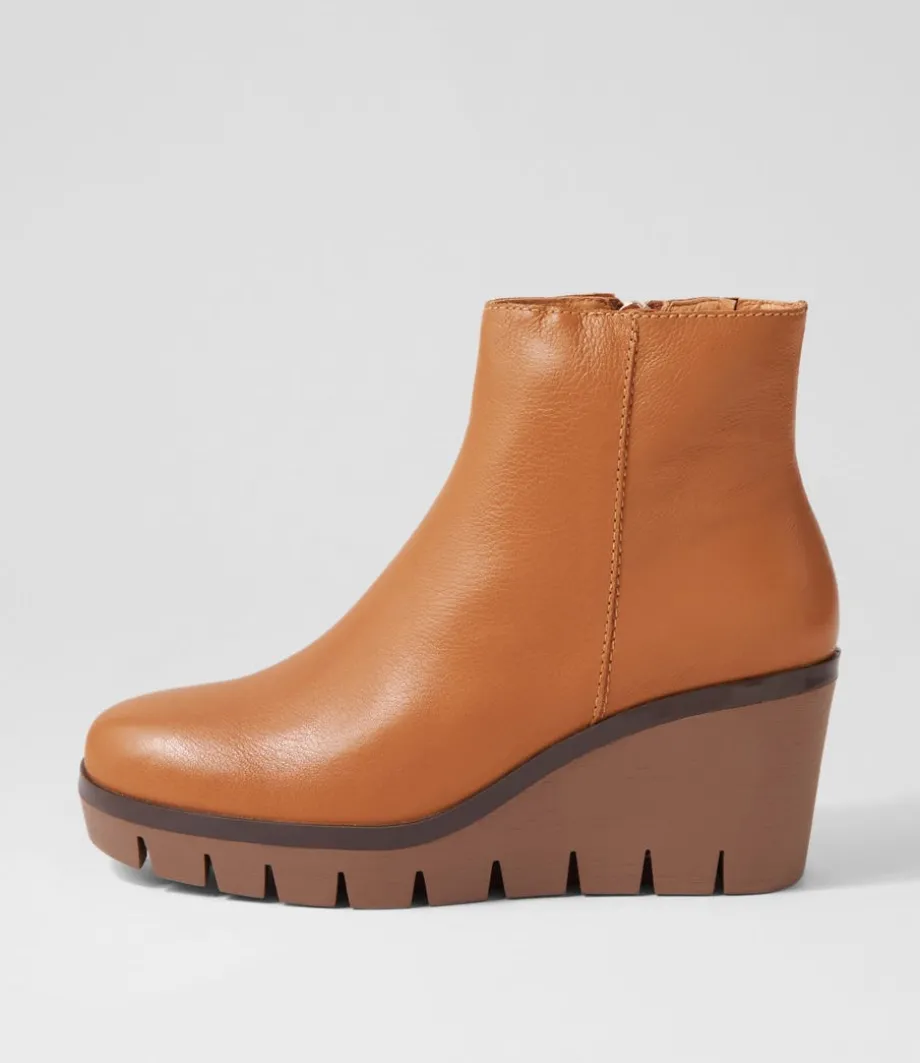 Nish Dark Tan Leather Ankle Boots