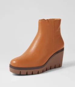 Nish Dark Tan Leather Ankle Boots
