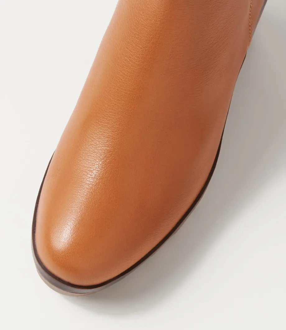 Nish Dark Tan Leather Ankle Boots