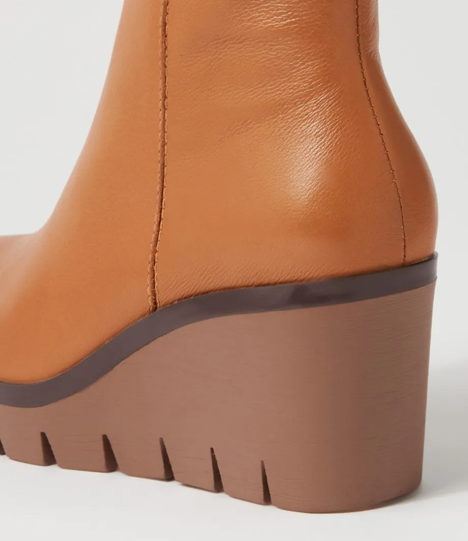 Nish Dark Tan Leather Ankle Boots