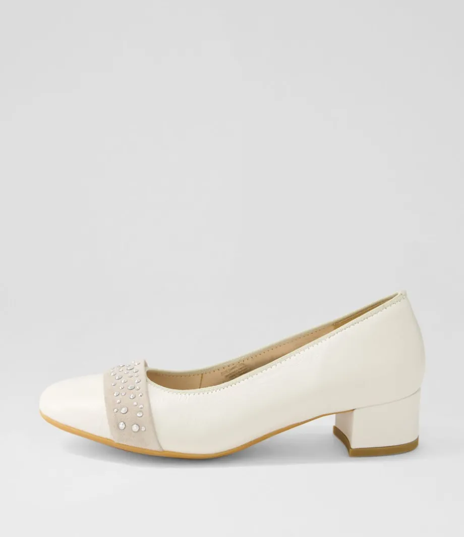 Nizza 13 Creme Shell Platinum Leather Heels