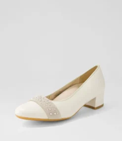Nizza 13 Creme Shell Platinum Leather Heels
