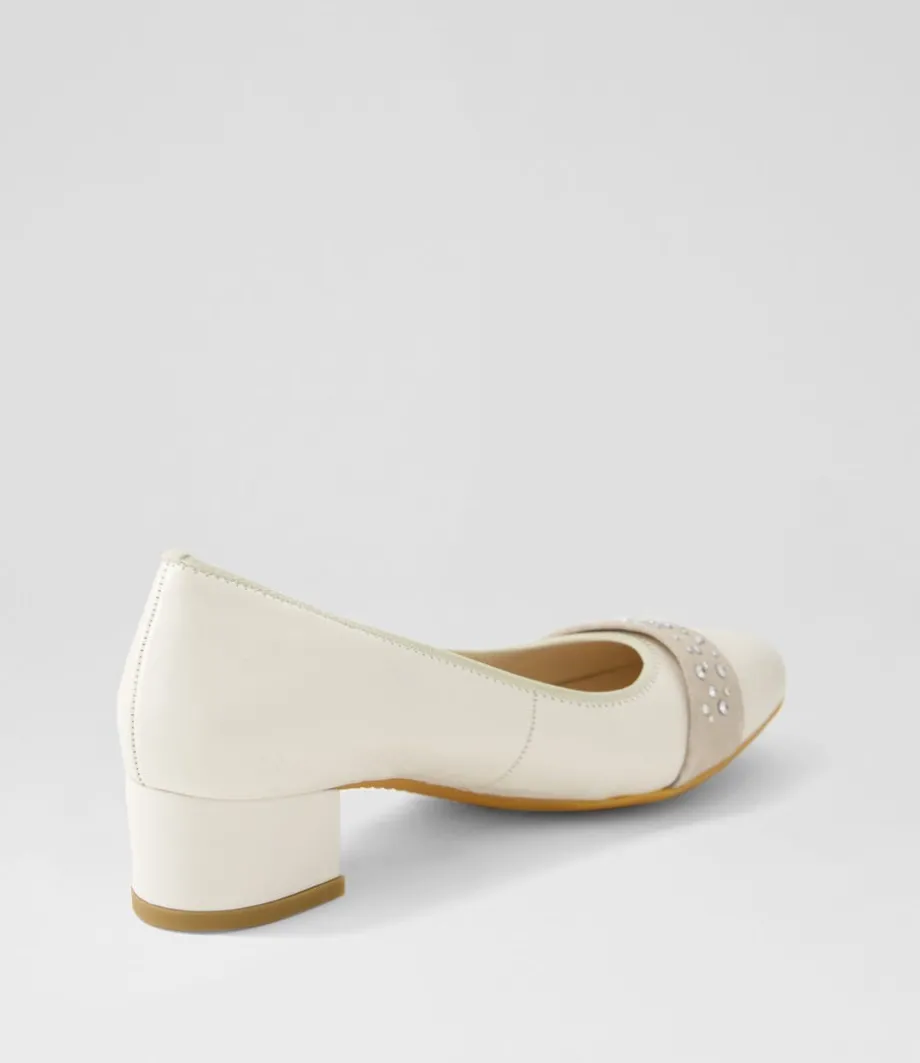 Nizza 13 Creme Shell Platinum Leather Heels