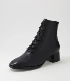 Nocal Black Leather Lace Up Boots
