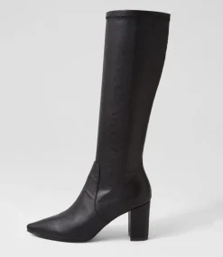 Norass Black Stretch Shrunken Knee High Boots