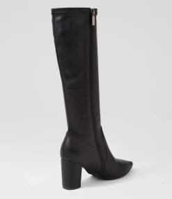 Norass Black Stretch Shrunken Knee High Boots