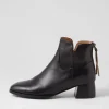 Nykia Black Leather Ankle Boots