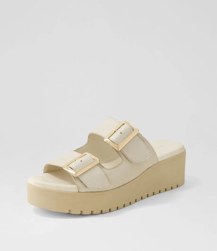 Oaxel Almond Leather Slides