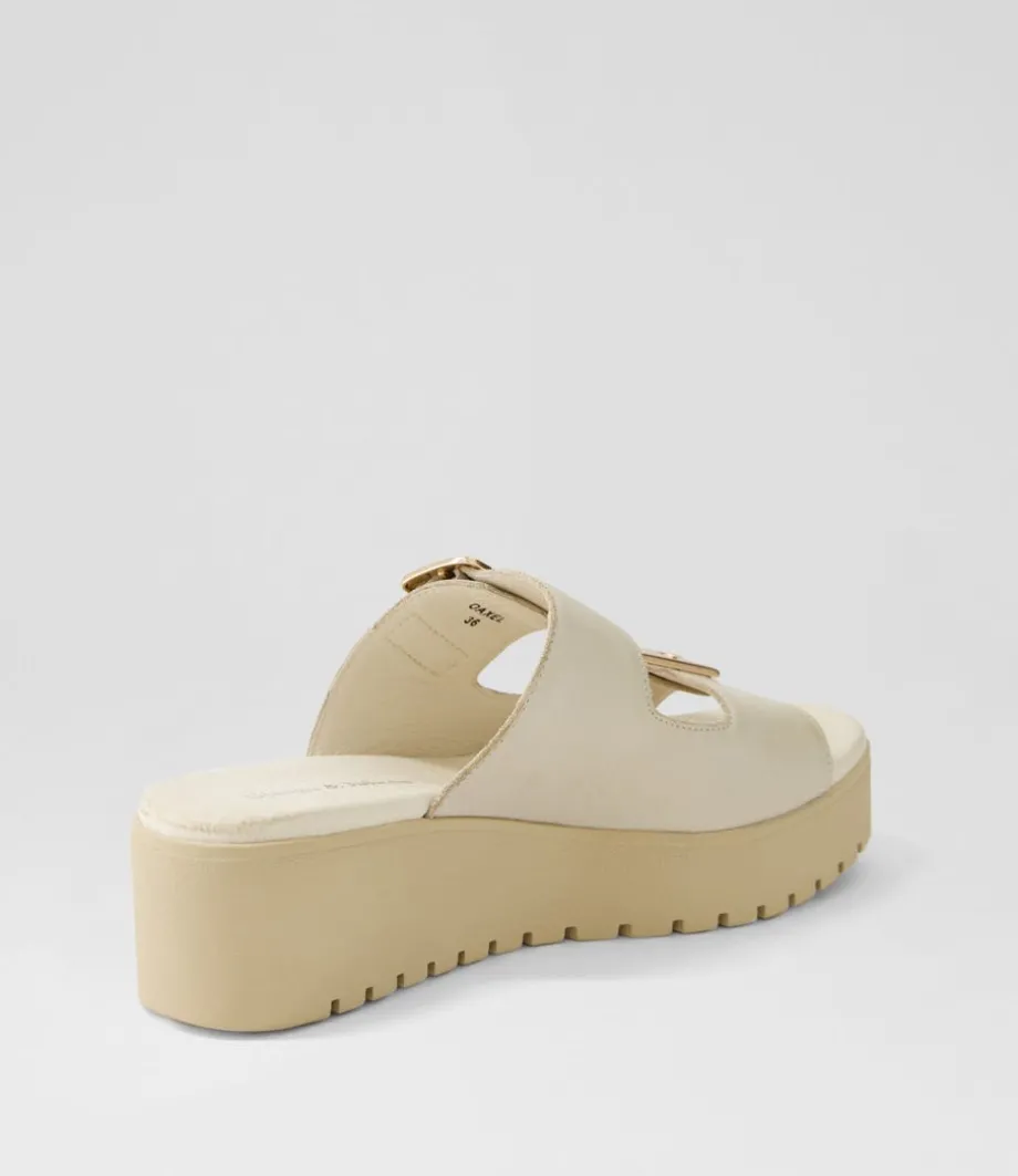 Oaxel Almond Leather Slides