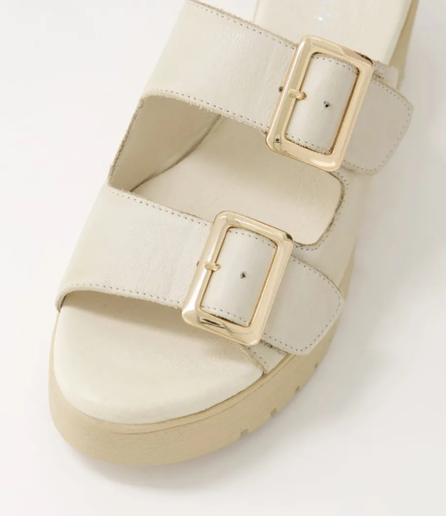 Oaxel Almond Leather Slides