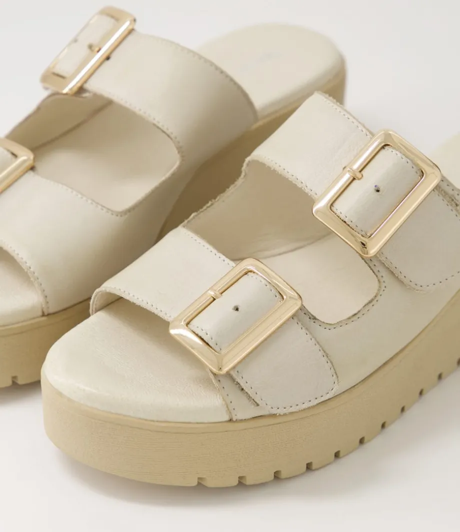 Oaxel Almond Leather Slides