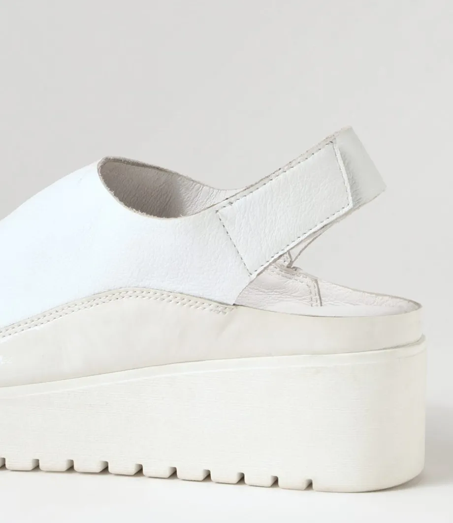 Ober White Leather Patent Sandals