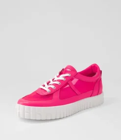 Obitta Hot Pink White Leather Mesh Sneakers