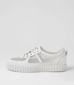 Obitta White Mesh Leather Sneakers