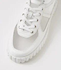 Obitta White Mesh Leather Sneakers