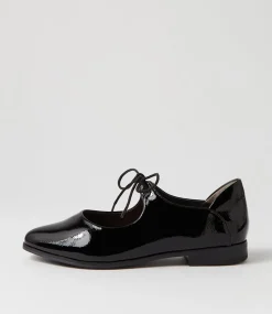 Oceany Xf Black Wrinkle Patent Flat Shoes