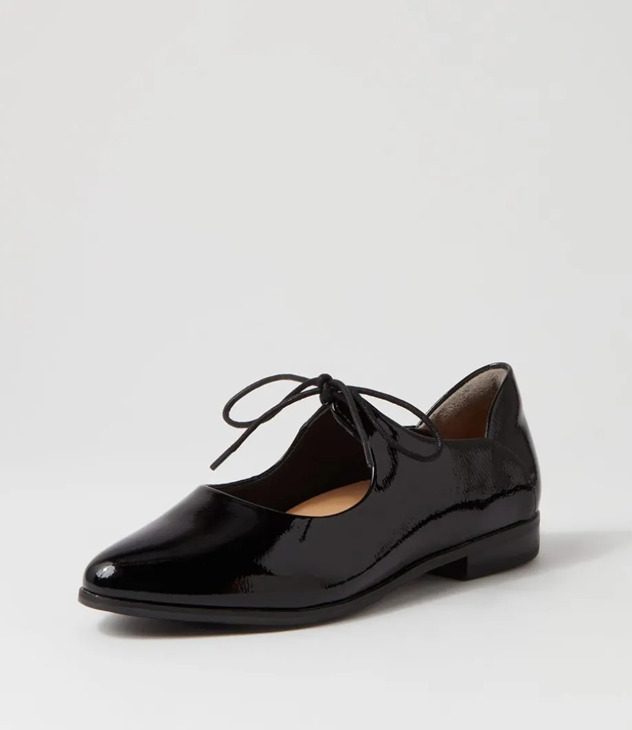 Oceany Xf Black Wrinkle Patent Flat Shoes