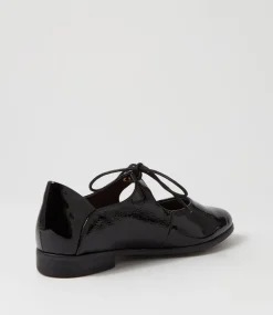 Oceany Xf Black Wrinkle Patent Flat Shoes