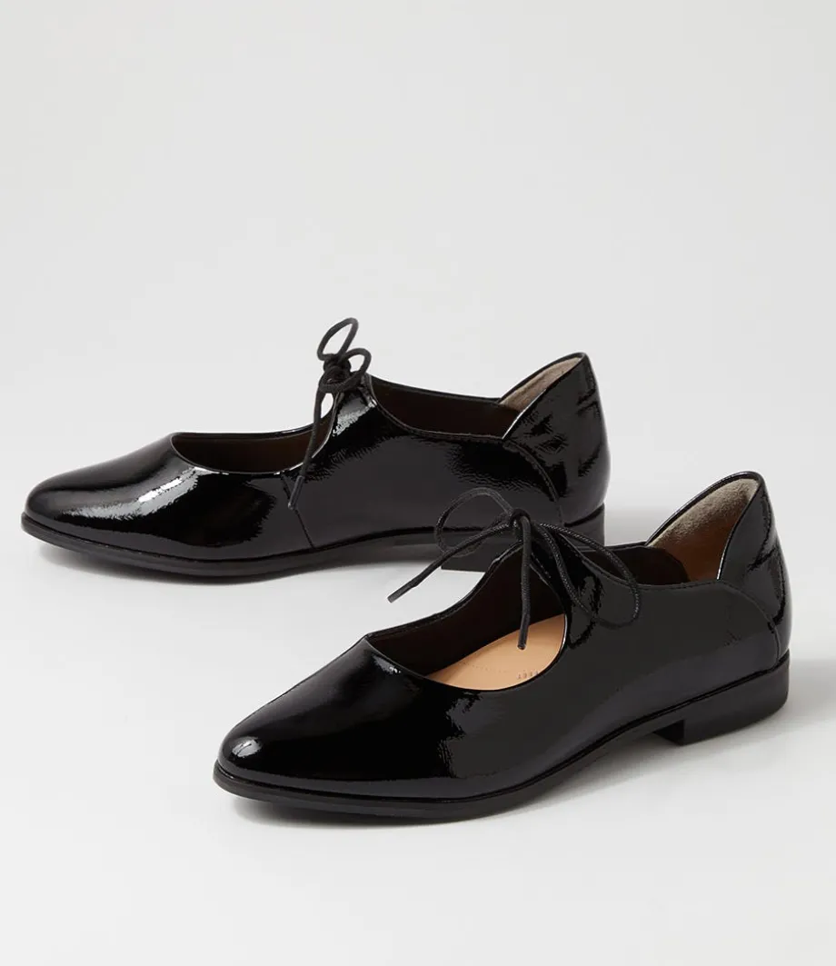 Oceany Xf Black Wrinkle Patent Flat Shoes