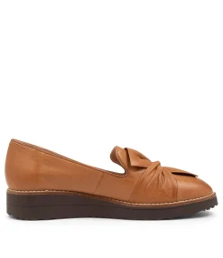 Oclem Dark Tan Leather Flat Shoes Cs