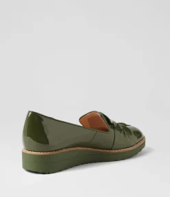 Oclem Khaki Patent Leather Loafers