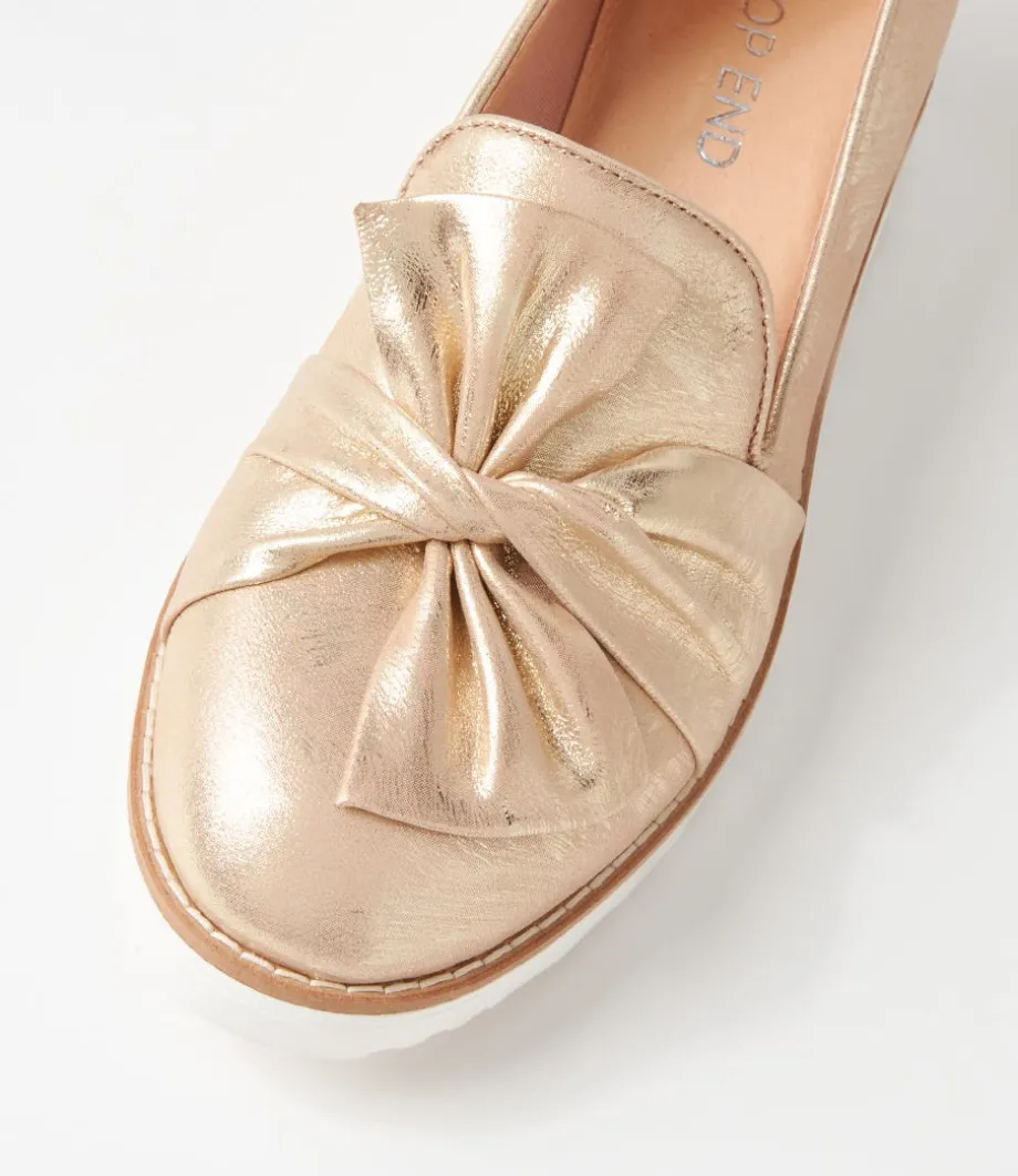 Oclem Old Gold Scratch Leather Flat Shoes