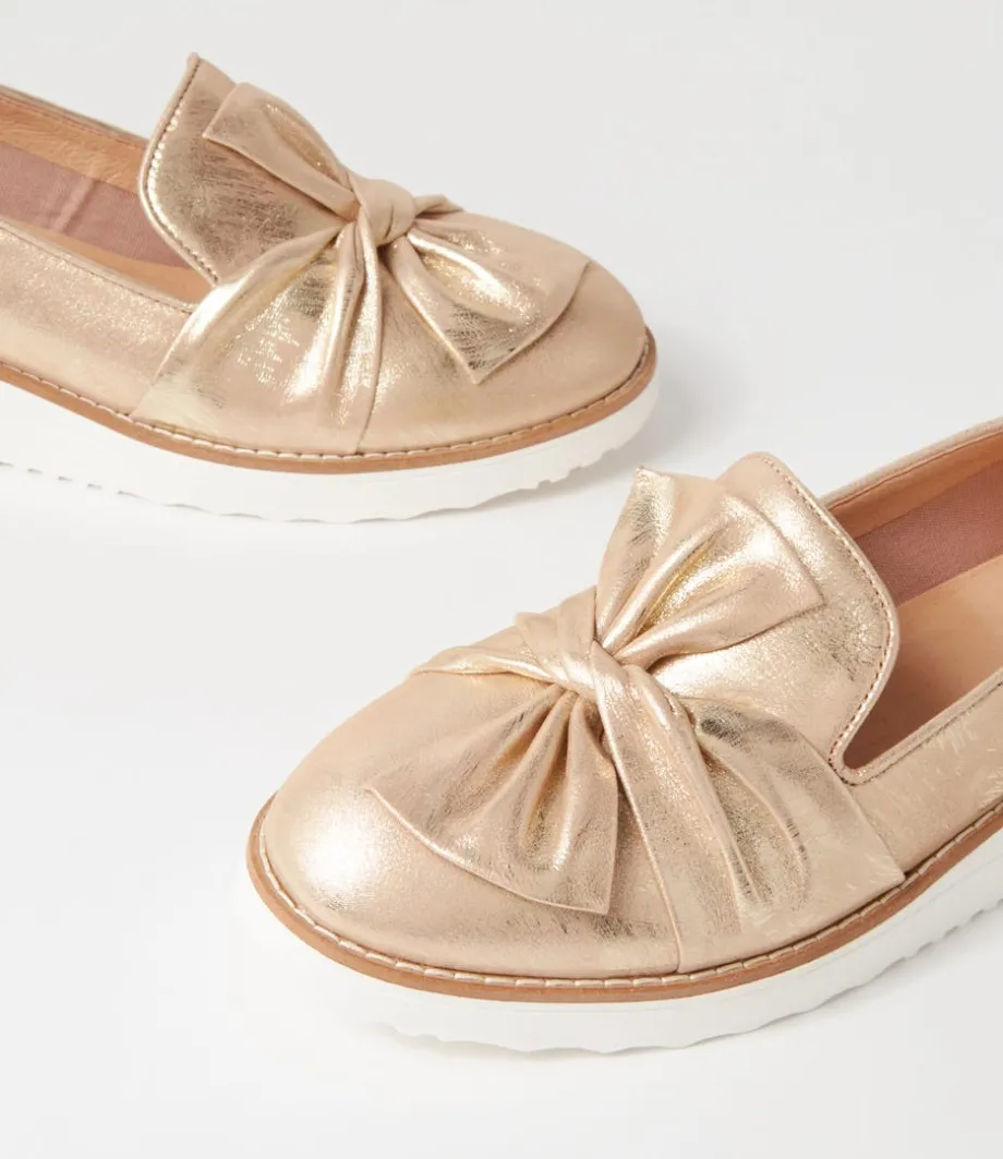 Oclem Old Gold Scratch Leather Flat Shoes