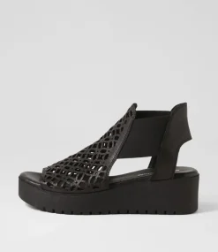 Odate Black Leather Sandals