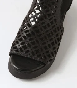 Odate Black Leather Sandals