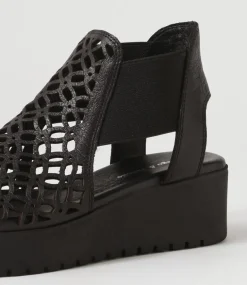 Odate Black Leather Sandals