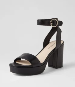 Oita Black Leather Sandals