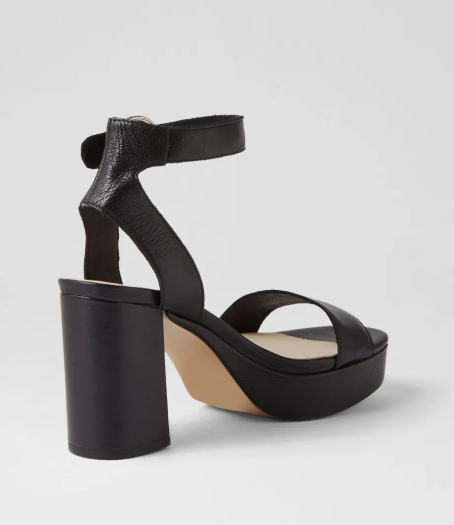 Oita Black Leather Sandals