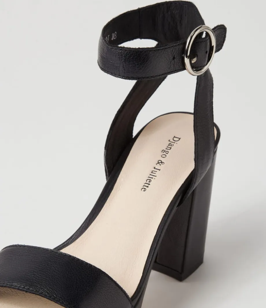 Oita Black Leather Sandals