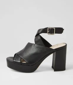 Ojulie Black Leather Sandals